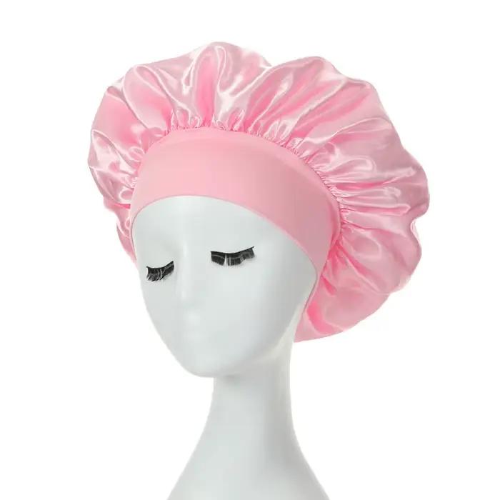 Bonnet de nuit en satin double couche réglable pour femme