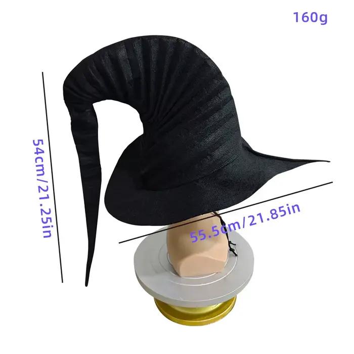 Chapeau de sorcière avec mentonnière plissée à large bord