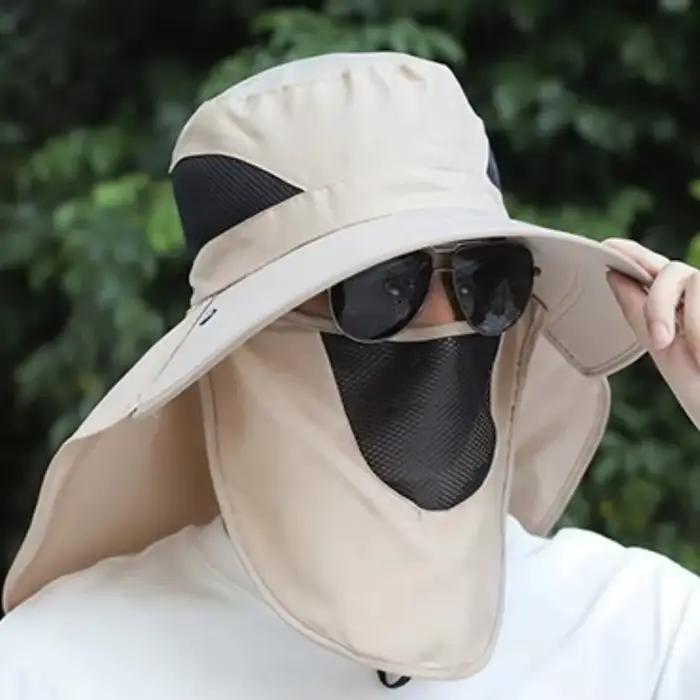 Chapeau de pêche et de randonnée respirant pour hommes avec une large visière pour la protection solaire
