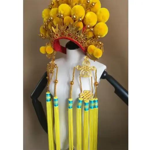 Chapeau d'opéra chinois à pompon pour femmes, 13 couleurs, accessoire de théâtre et de festival, pour Halloween et cérémonies traditionnelles