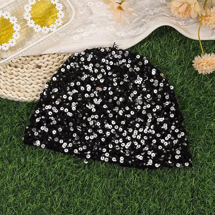 Chapeau à paillettes pour femmes scintillant idéal pour fêtes carnavals festivals boîtes de nuit discothèques occassions spéciales polyester tricoté adaptable toutes saisons