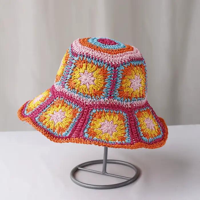 Chapeau de paille XIADAILA multifonctionnel fleuri pour femmes protection UV extérieur style sport été hiver