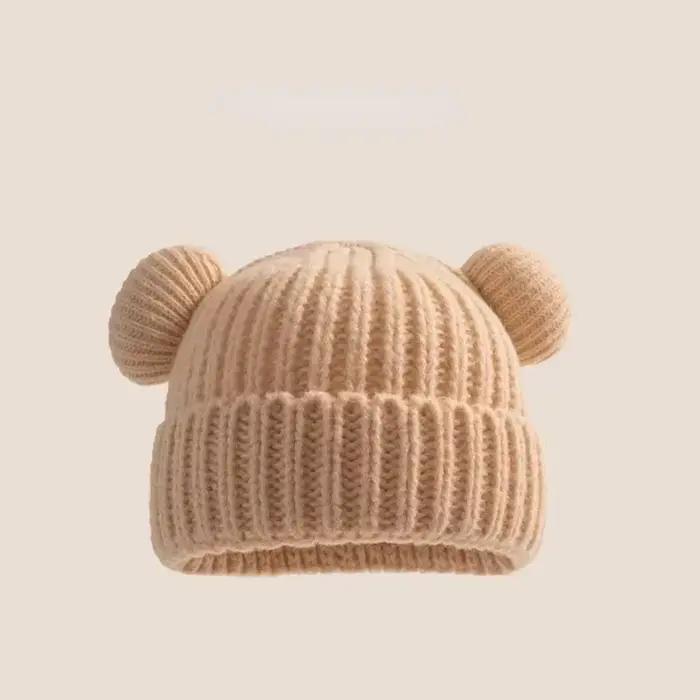 Nouveau coréen lâche grande tête taille petits oreilles d'ours chapeau en laine enfants automne hiver épaissi chaud