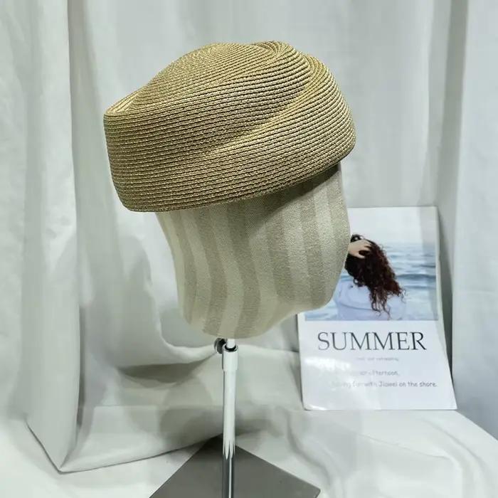 Femmes casquette de paille été béret français chapeau tissé