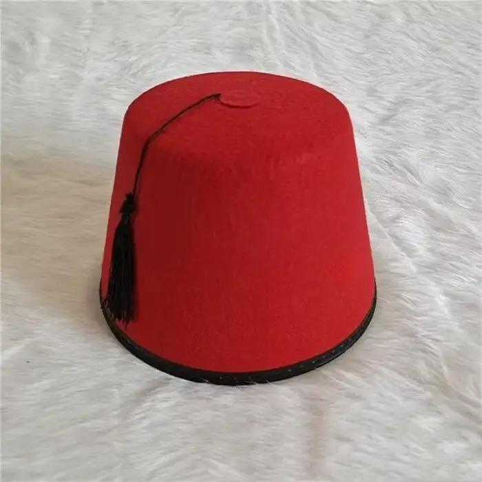Chapeau Fez rond en polyester respirant rouge pour hommes et femmes, accessoire de mode unique et original pour les festivals, cosplay, et autres occasions spéciales