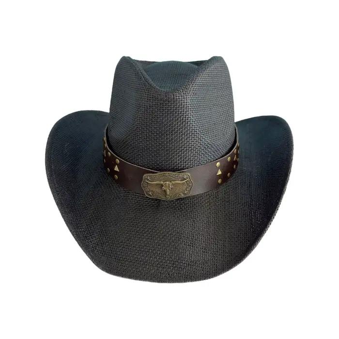Chapeaux de Cowgirl décoratifs avec ceinture de tête de vache pour femmes et hommes