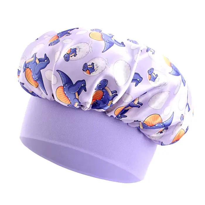Nouveaux enfants Bonnet élastique imprimé Satin