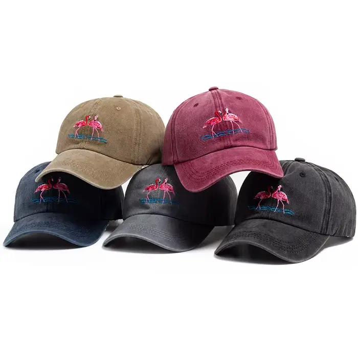 Casquette de baseball brodée à imprimé flamant rose pour hommes et femmes