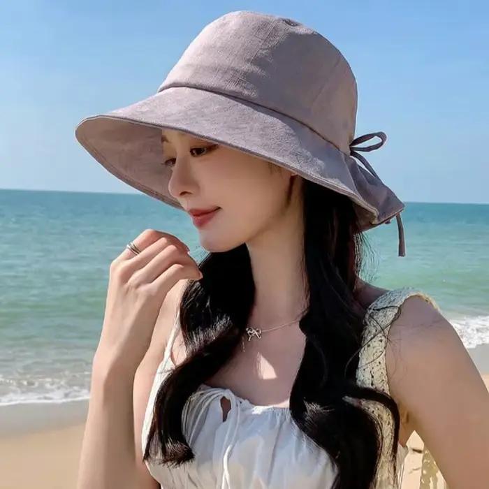 Chapeau de soleil exclusif à large bord pour femme avec nœud