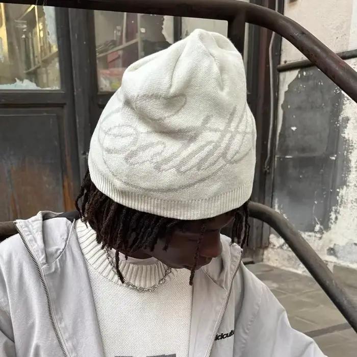 Chapeau chaud en laine tricoté avec lettres Jacquard pour hommes et femmes
