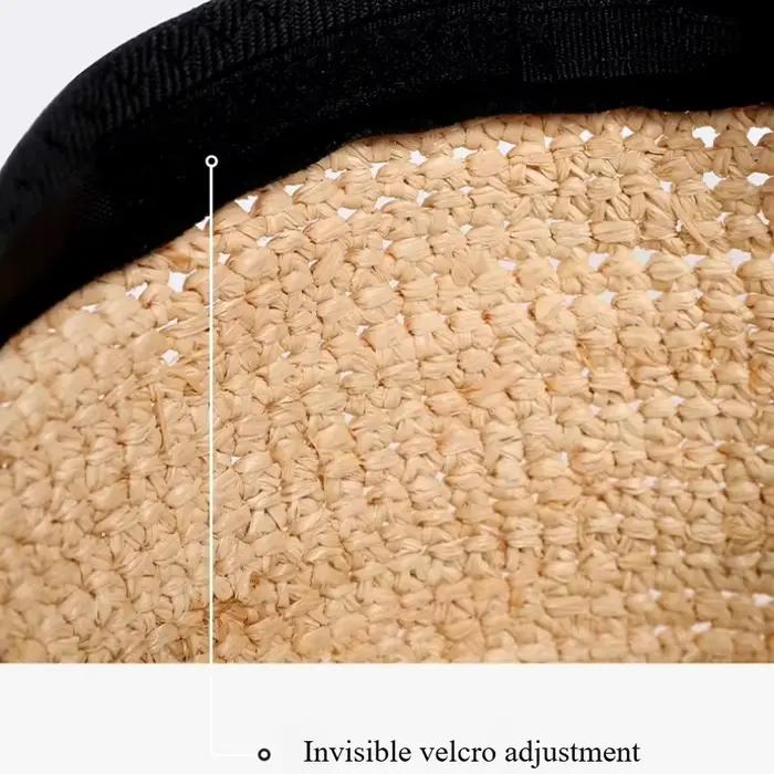 Chapeau de soleil en paille de raphia fait à la main pour femmes
