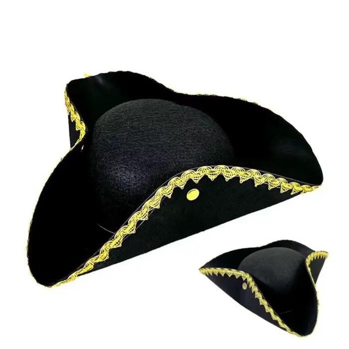 Chapeau Cosplay Pirate Tricorne Habiller Scène Performance Capitaine Décoration Drôle Adulte Polyester Occasion Spéciale Hommes Femmes