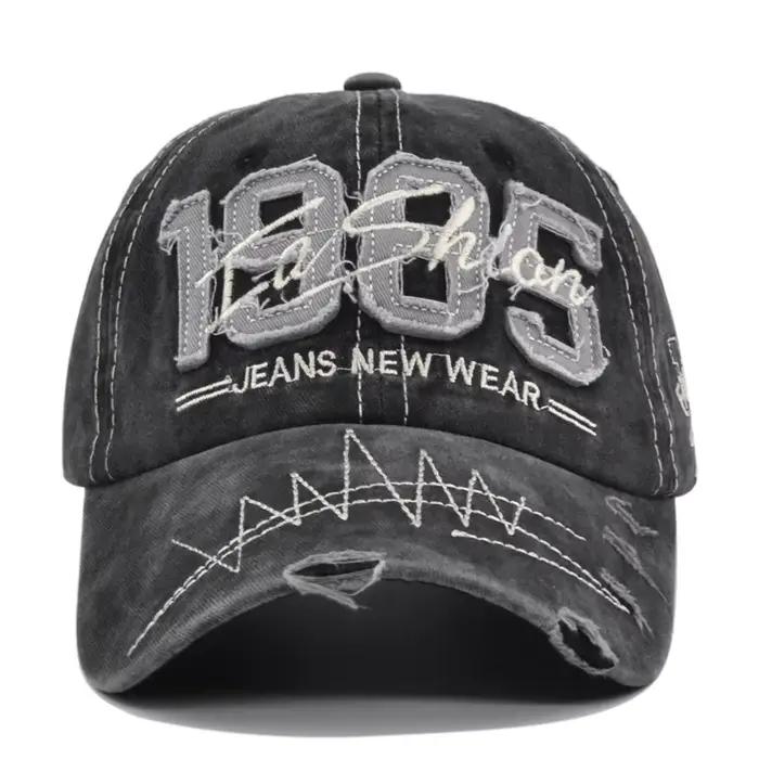 Casquette de baseball vintage style 'Dad Hat' avec broderie lettre 1985