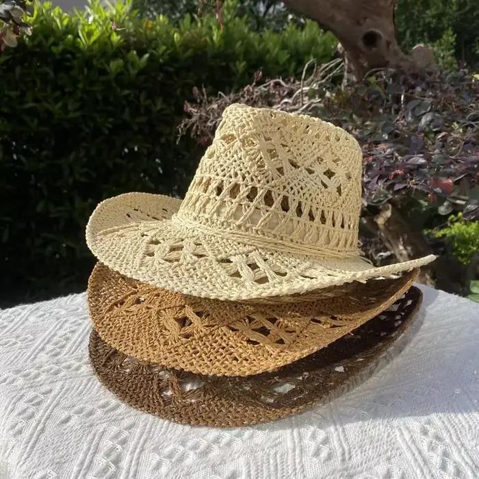 Chapeau de paille Vintage pour femmes et hommes