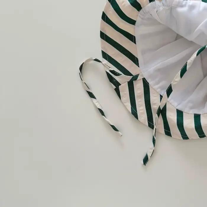 Chapeau de pêcheur pour bébé à double face à rayures