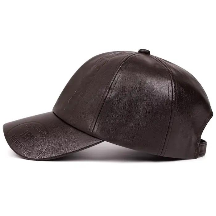 Casquette de baseball réglable en cuir PU pour homme