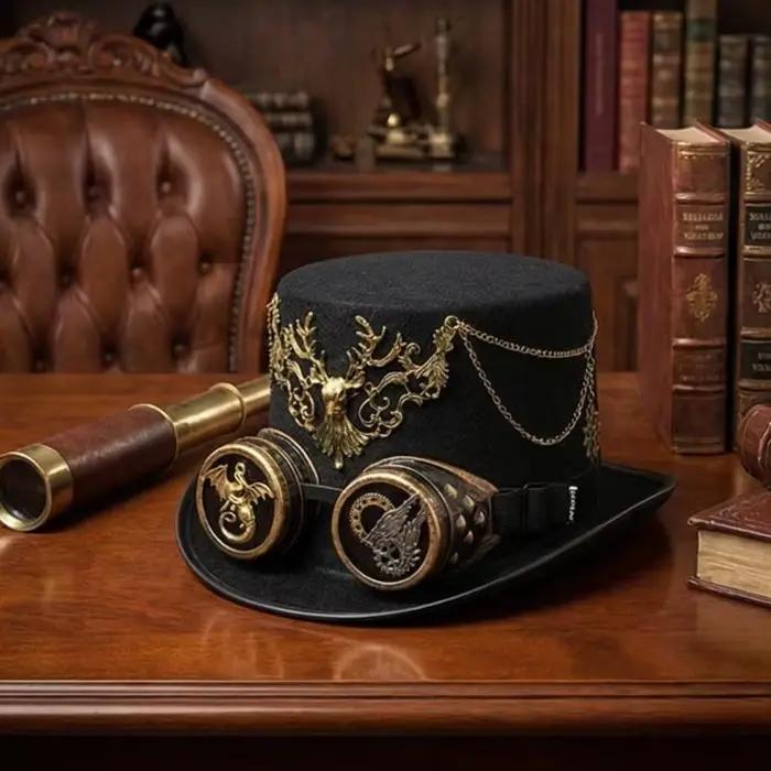 Casquette gothique unisexe élégante 39BB avec design punk vintage et détails métalliques complexes pour adultes occasions spéciales Halloween cosplay
