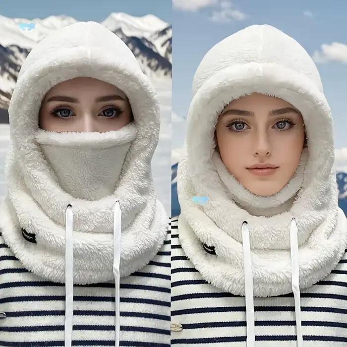 Masque de cou une pièce en velours d'hiver et casquette de pull épaisse