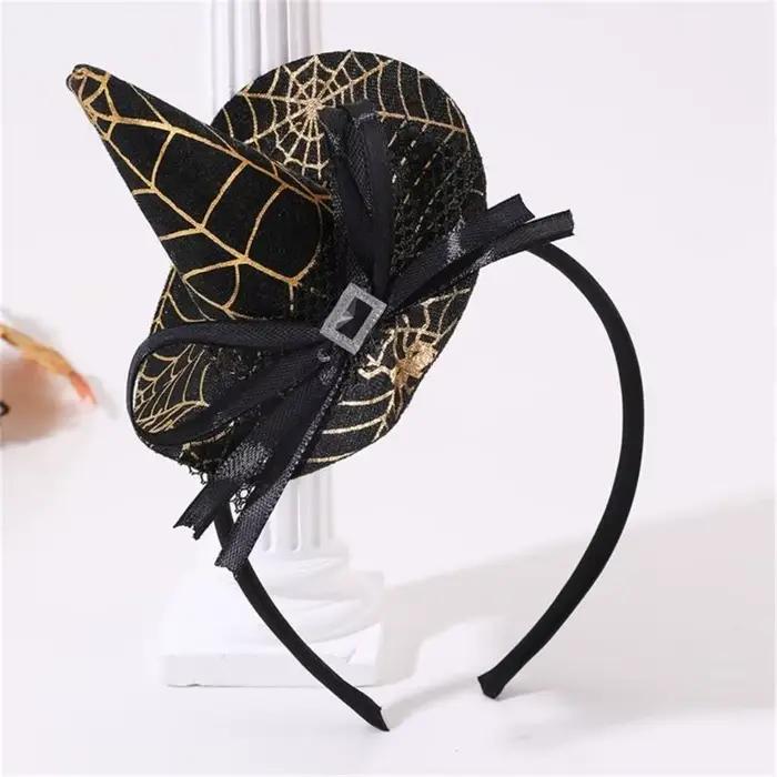 Bandeau de chapeau de sorcière solide or pour femmes durables pour Halloween et événements costumés