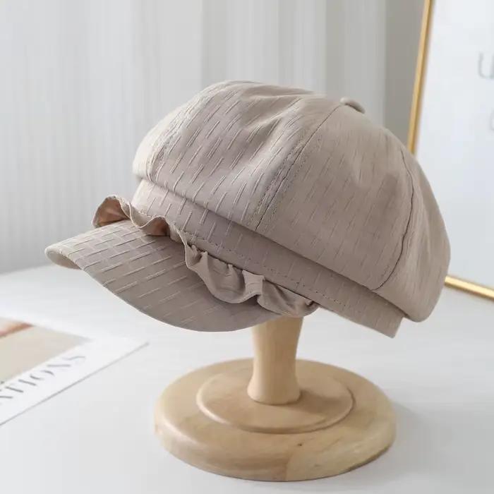 Chapeau octogonal pour femme élégant avec dentelle polyester pour printemps été occassions décontractées