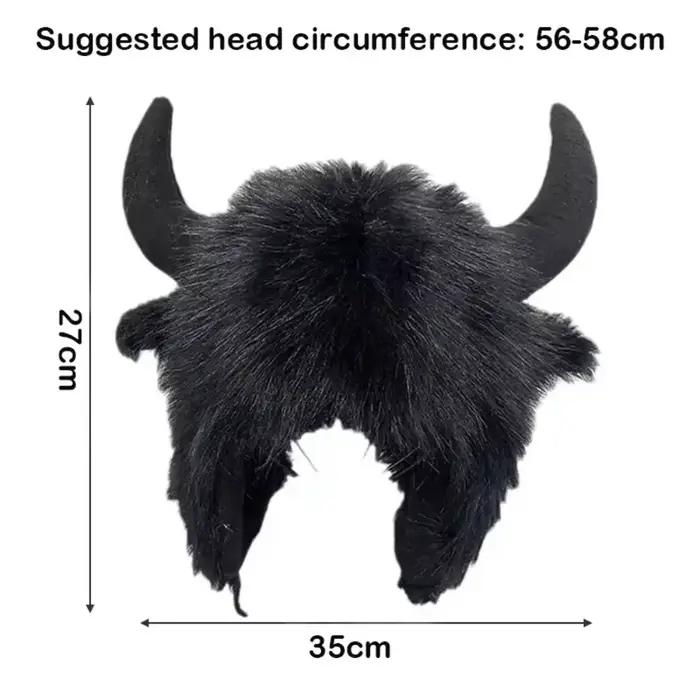 Chapeau Bullhead unisexe en coton tricoté, chapeau bison épais et moelleux, coupe-vent avec cornes, chapeau amusant pour homme et femme, occasions spéciales et plages