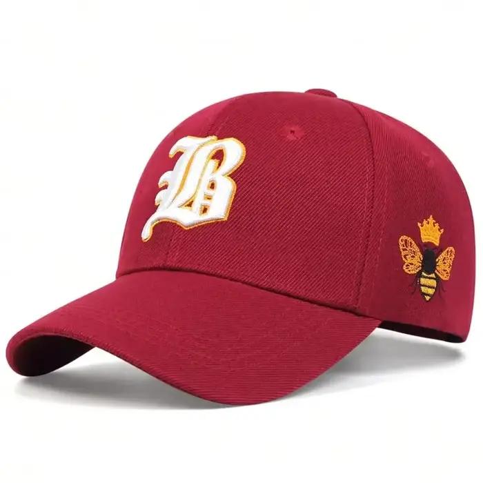 Casquettes de Baseball unisexes avec lettres gothiques brodées d'abeille latérales
