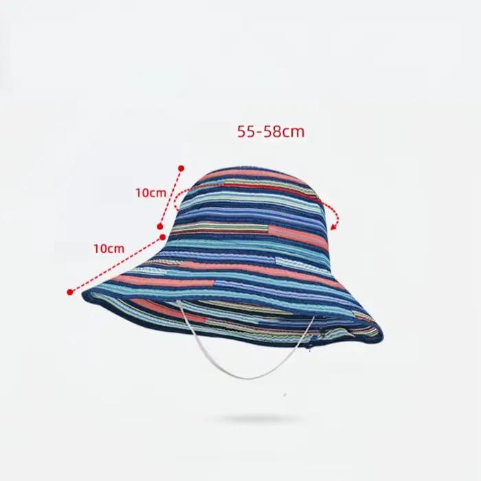 Chapeau de soleil à larges bords rayé coloré pour l'été