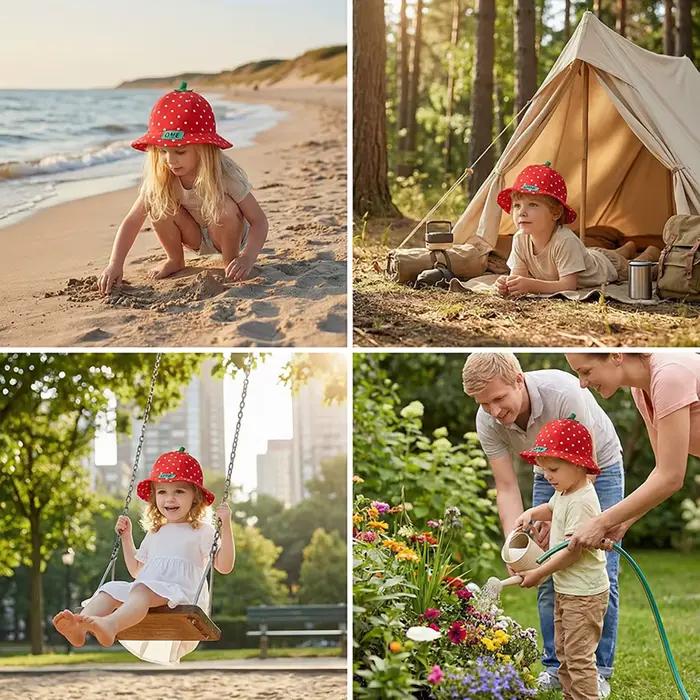Chapeau Bob Bébé Fraise Adorable Printemps-Été à Pois