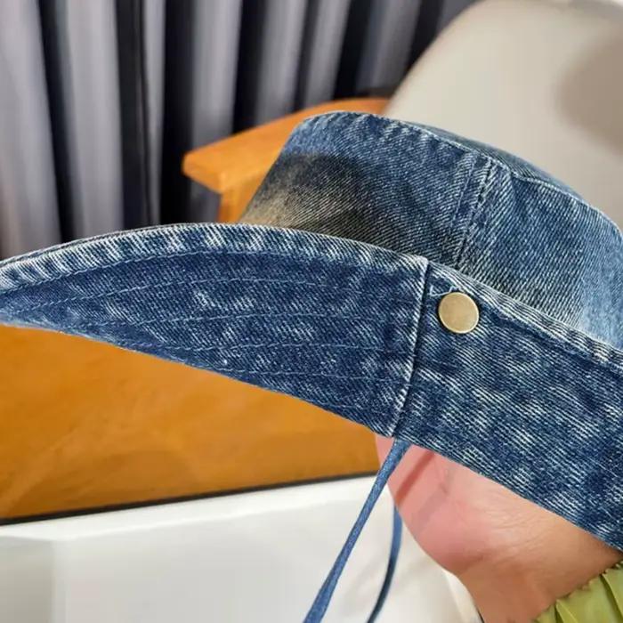 Nouveau Logo personnalisé rétro Denim cordon seau chapeaux mode femmes Western Cowboy pêcheur chapeau en plein air hommes crème solaire Panama casquette