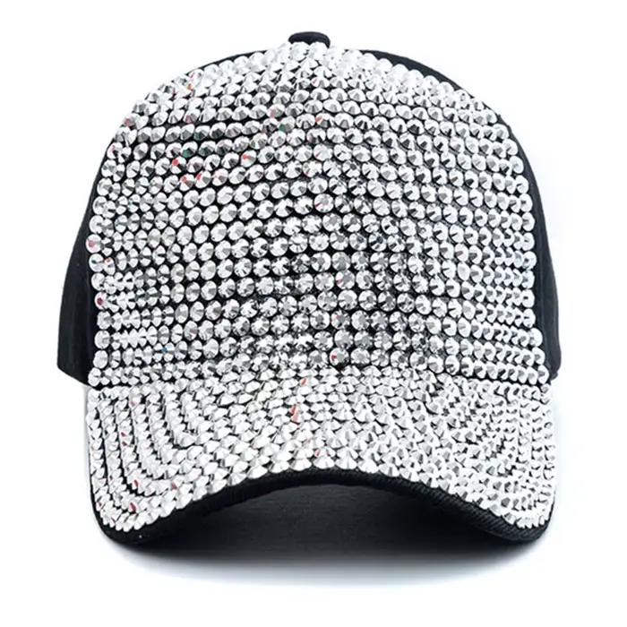 Casquette de baseball simple avec incrustation de diamants pour femme