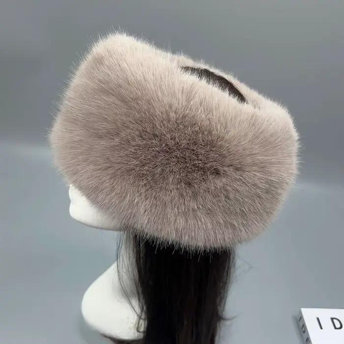 Chapeau en fourrure moelleuse chapeau d'hiver chapeau de ski protège oreilles bandeau fausse fourrure renard chapeau russe coupe vent femme occassions hiver style sport多种语言助手，请用中文回复。