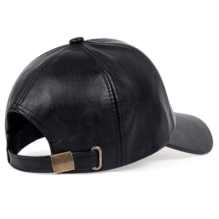 Hommes Vintage Casquette de Baseball réglable en cuir PU chapeau à rabat Para Hombre
