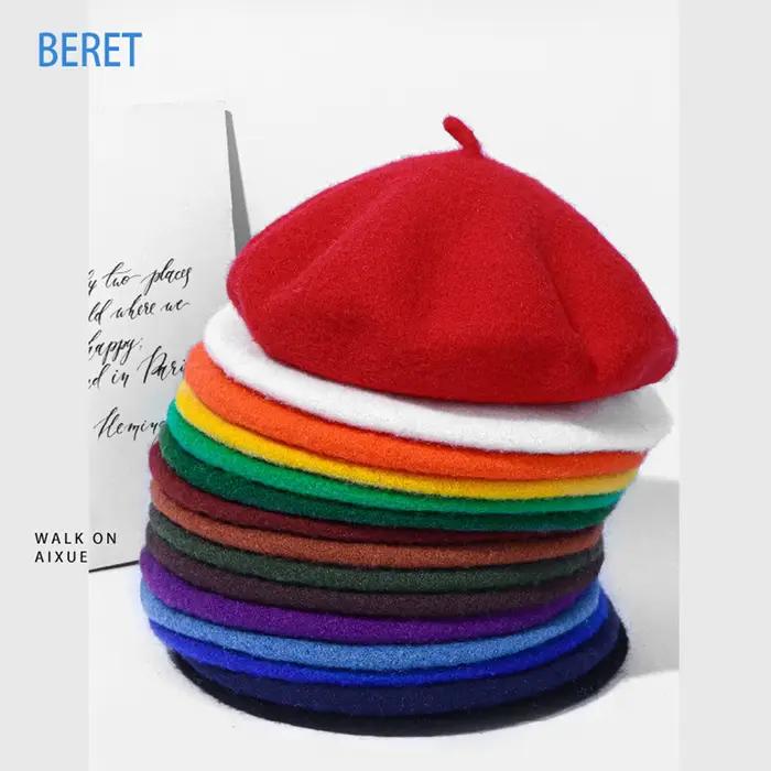 Béret vintage pour enfants uni polyester coton doux pour filles et garçons occasions spéciales automne hiver