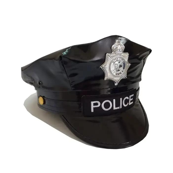 Casquette octogonale en imitation cuir pour cosplay et fêtes d'adulte unisexuelle style européen et américain saphir profond ou jaune fluo