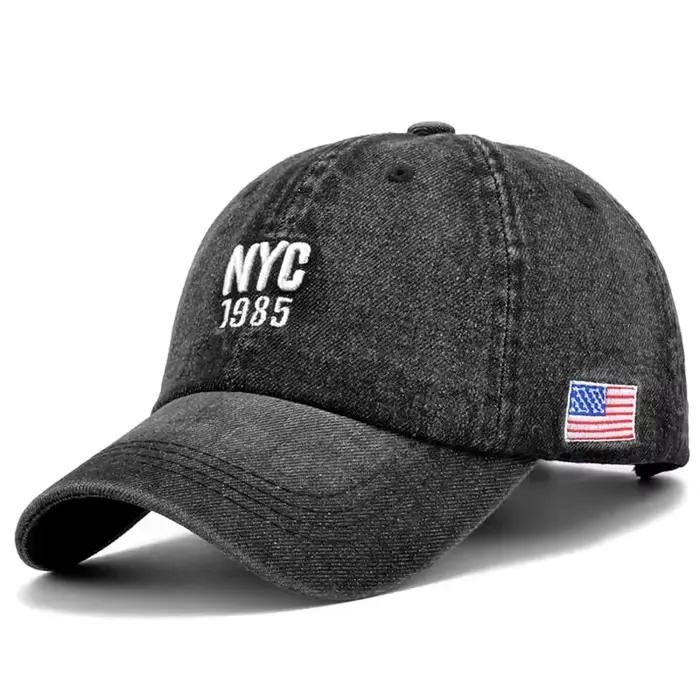 Casquettes de baseball snapback en jean brodé Fashion NYC 1985