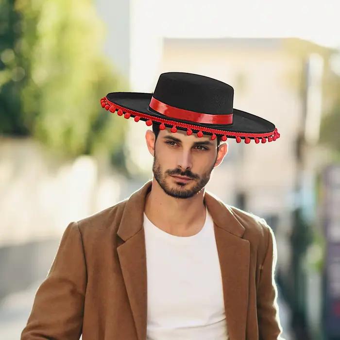 Chapeau de style espagnol doux Sombrero casquettes traditionnel Halloween Zoro fuzz ball mexicain