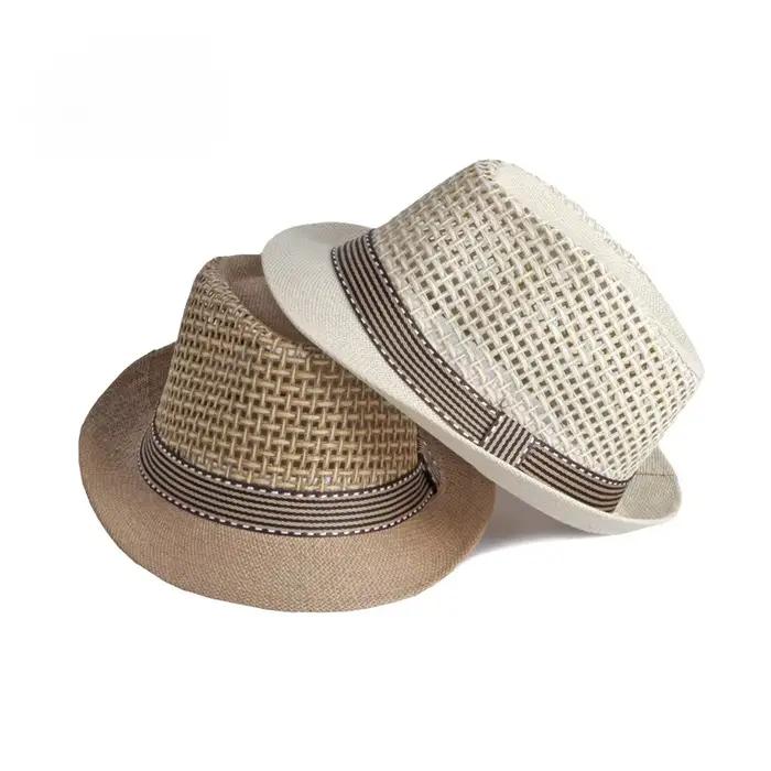 Chapeau d'été en paille respirante pour homme et femme multifonctionnel protection solaire occasion plage festival jazz rétro britannique fedora en maille noir