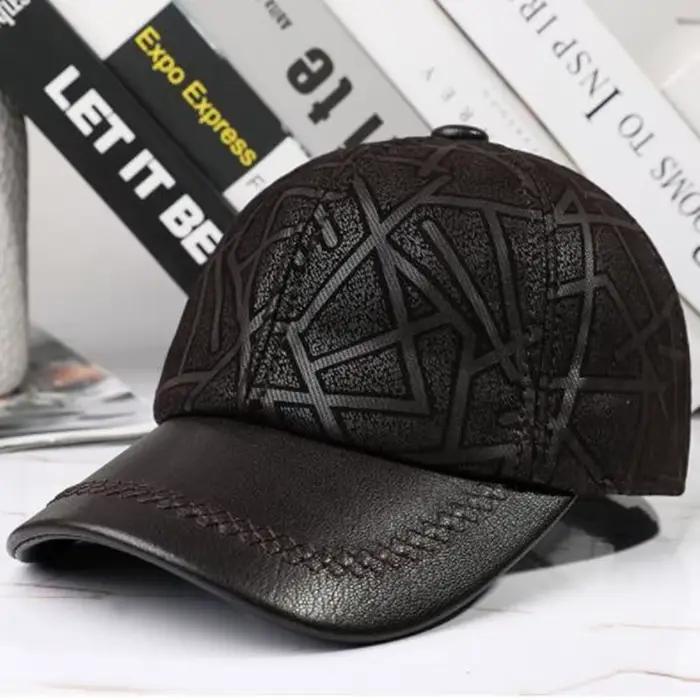 Casquette en cuir véritable naturel