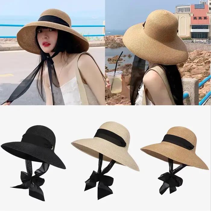 Chapeaux de paille longs et élégants pour femmes