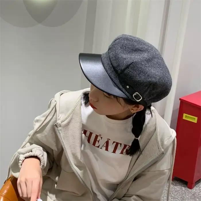 Casquettes gavroche en laine octogonale pour femmes