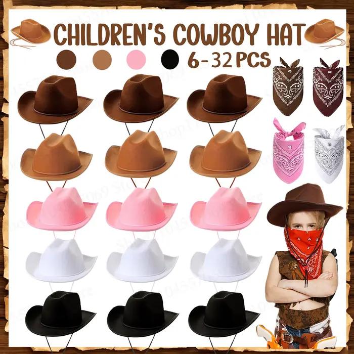 Lot de 6 à 32 chapeaux de cowboy western pour enfants avec bandanas