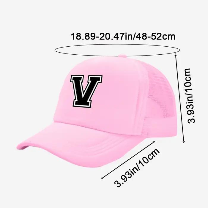 Chapeau de camionneur rose imprimé 26 lettres pour enfants – Maille respirante