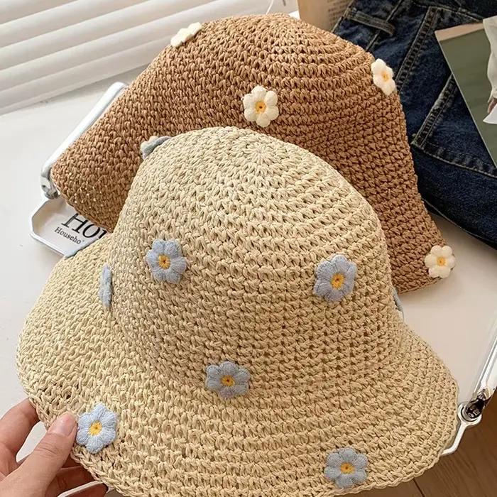 Chapeau de paille fleuri pour femme