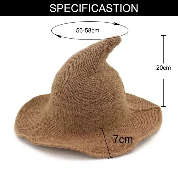 Chapeau de sorcière en laine tricoté pour fêtes halloween adultes occasions spéciales grande événement noël occasions costumées