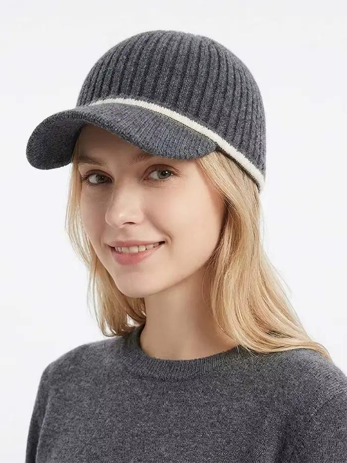 Casquettes de baseball en laine ornées pour femmes et hommes, chapeau tricoté