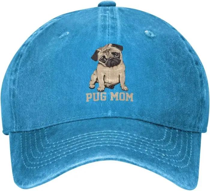 Pug Mom Dog Casquette de baseball en denim pour femme - Chapeau de camionneur