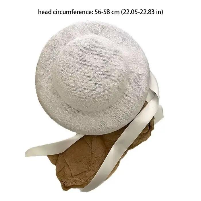 Chapeau Topper en Dentelle Blanche à Nouer