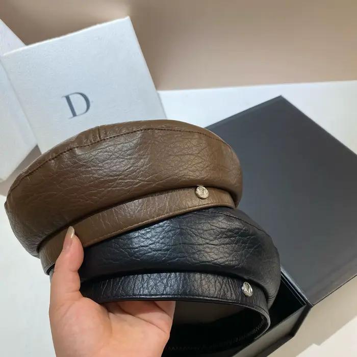 Casquettes de béret en cuir PU pour femmes