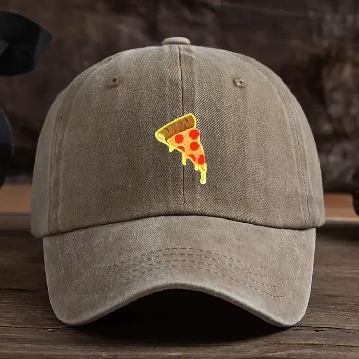 Casquette de baseball imprimée en tranche de pizza dorée amusante pour hommes et femmes