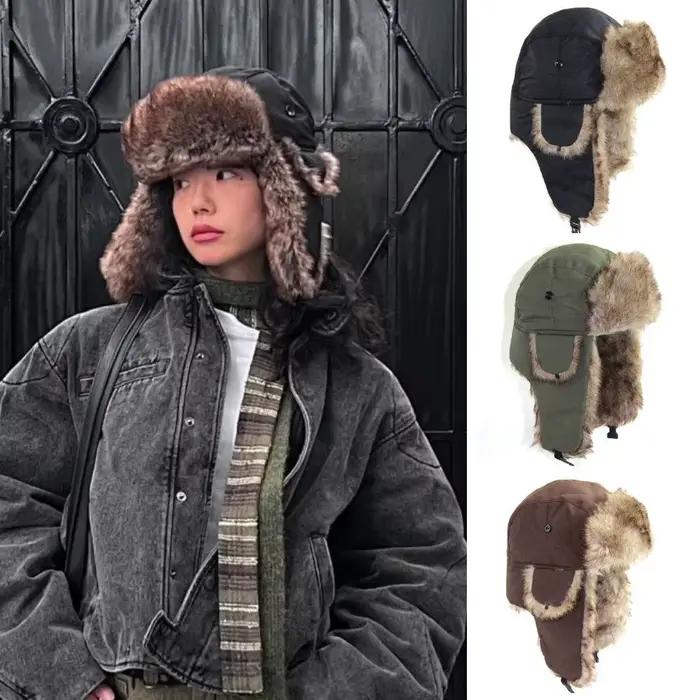 Hiver Trapper aviateur Trooper oreillette chapeau chaud russe imperméable Ski